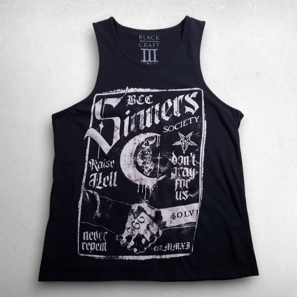 Black Craft III BCC Sinners Society Graphic Tank Men M Black Cotton Goth Grunge